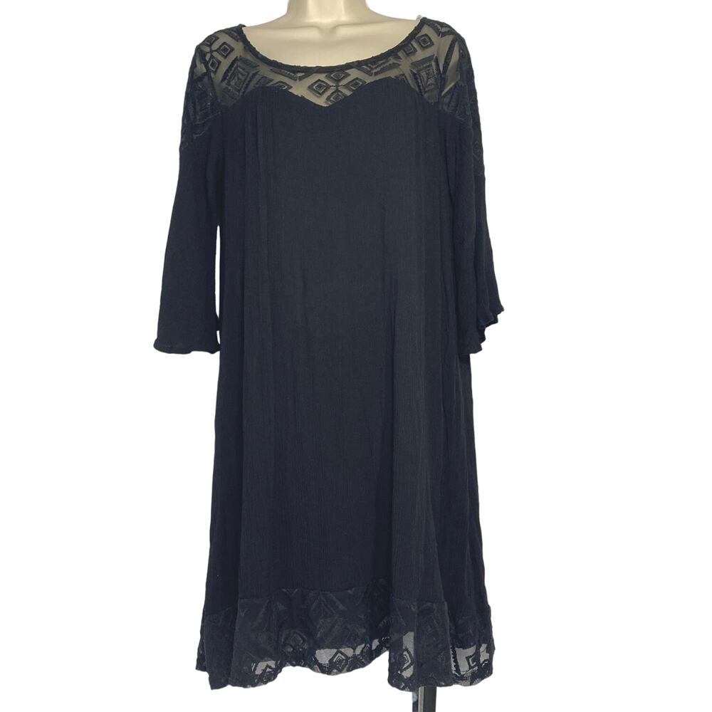 Naïf Anthropologie black Gauze Lace Dress women sz M